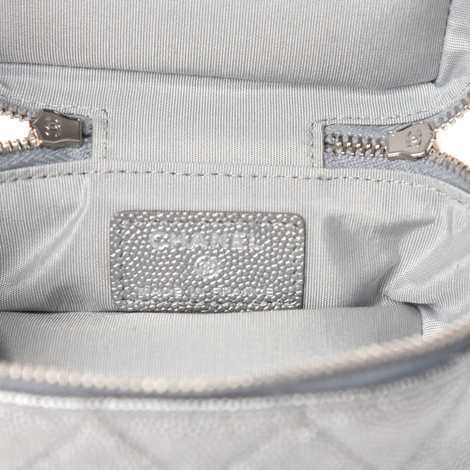 Chanel Metallic Caviar Quilted Mini Top Handle Vanity With Chain Silver 8 of 11