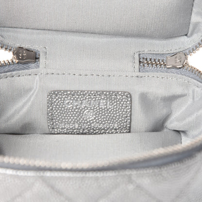 Chanel Metallic Caviar Quilted Mini Top Handle Vanity With Chain Silver 8 of 11