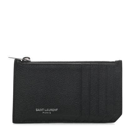 Saint Laurent Calfskin 5 Fragments Zip Pouch Card Holder Black 1 of 7