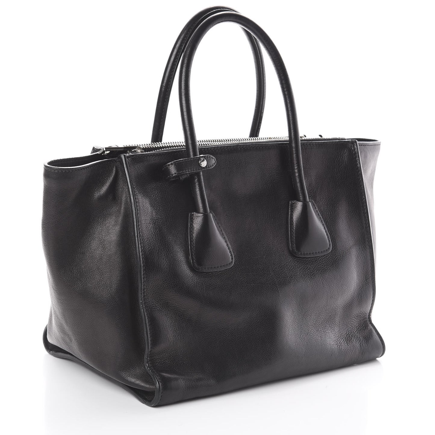 Glace Calf Twin Pocket Tote Black