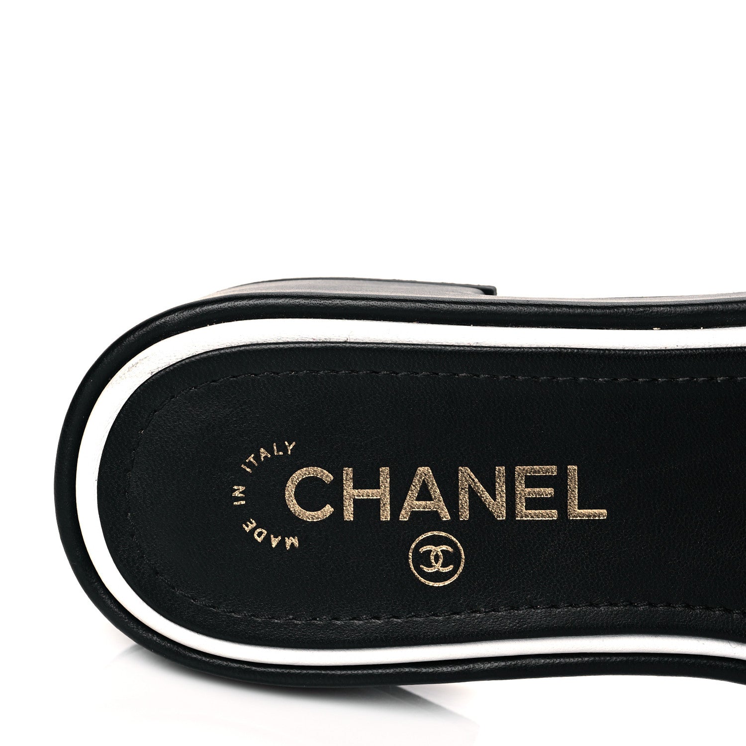 Chanel Lambskin Embroidered CC Mule Sandal 39 Black White 8 of 14