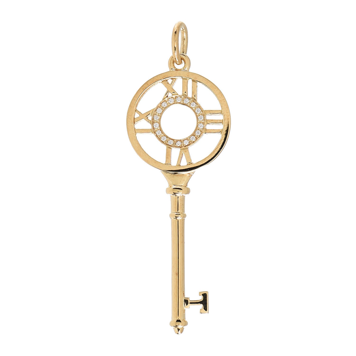 Tiffany 18K Yellow Gold Diamond Atlas Key Pendant 1 of 4