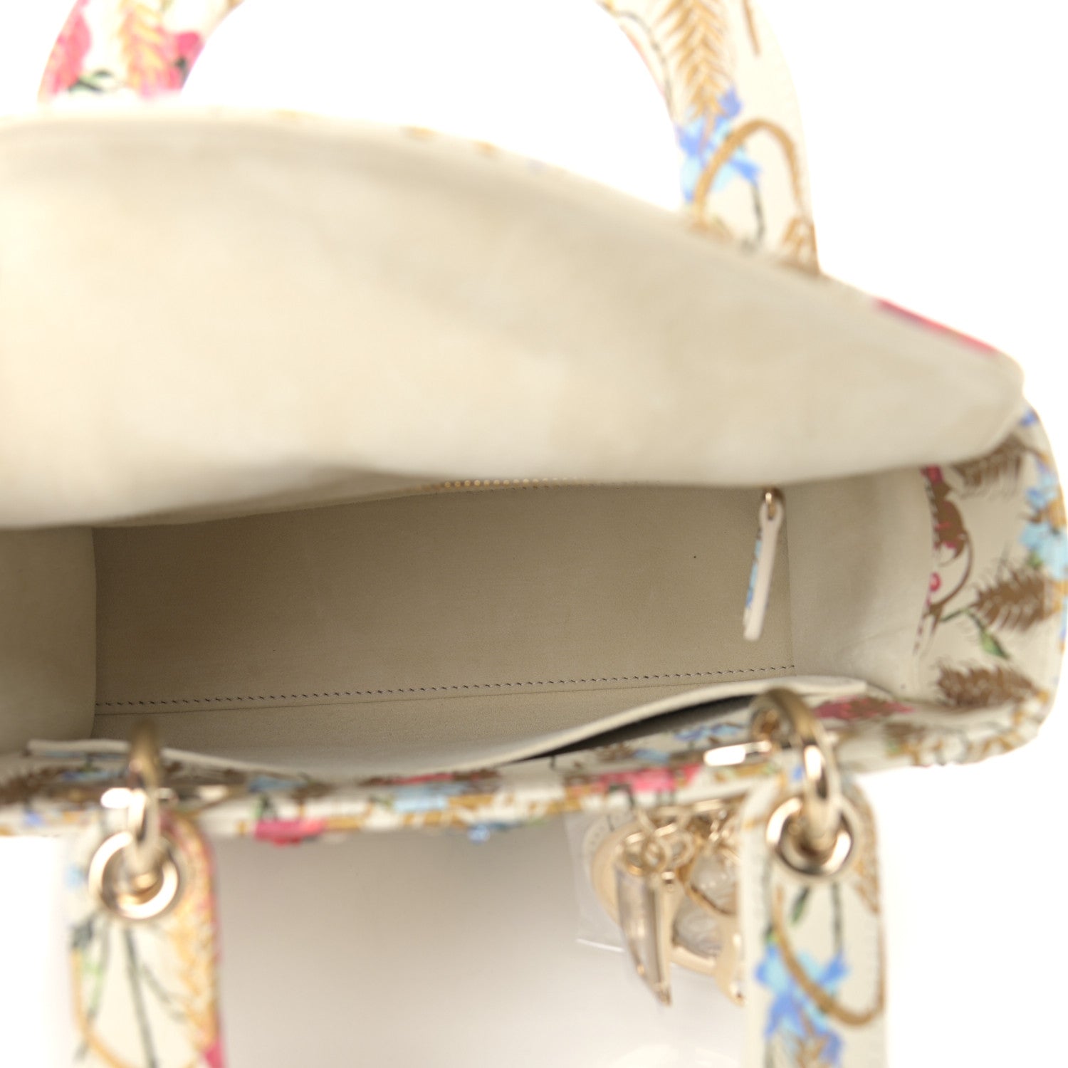 Christian Dior Calfskin Hibiscus Printed Embroidered My ABCDior Lady Dior Beige Multicolor 5 of 10