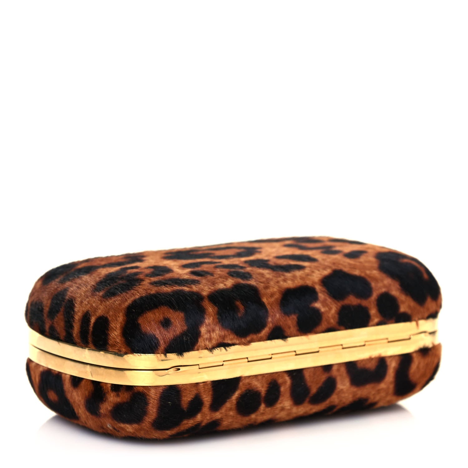 Alexander McQueen Calf Hair Leopard Print Skull Box Clutch 4 of 13