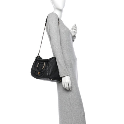 Chanel Grained Calfskin Lambskin Quilted Large Bowling Bag Black 2 of 10