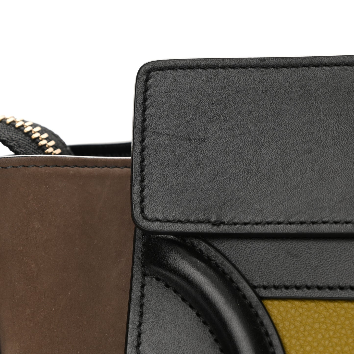 Baby Grained Calfskin Nubuck Micro Tri-Color Luggage Olive