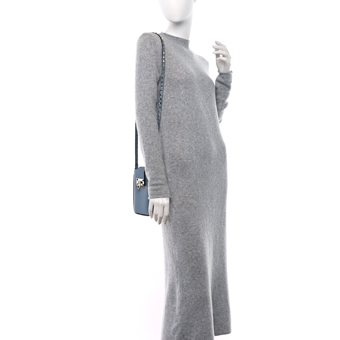 Grained Calfskin Rockstud Crossbody Phone Case Niagara