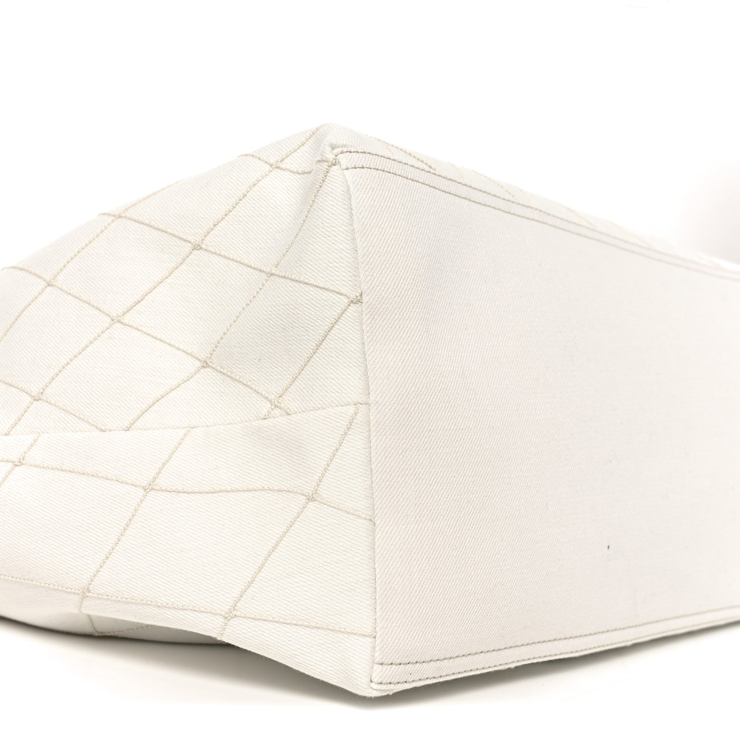 Denim Calfskin Quilted Coco Beach Small Shopping Tote White Black