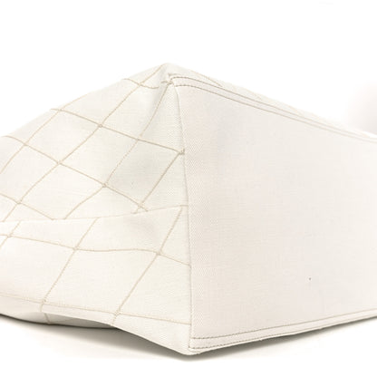 Chanel Denim Calfskin Quilted Coco Beach Small Shopping Tote White Black 10 of 11
