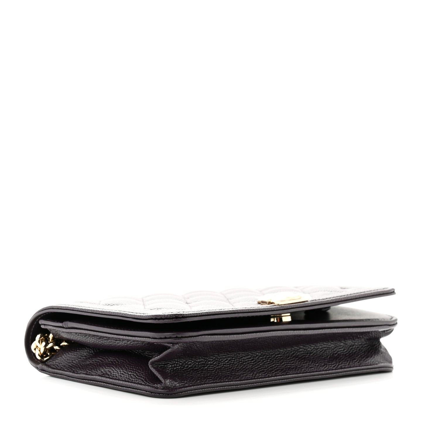 Caviar Quilted Boy Wallet On Chain WOC Dark Purple