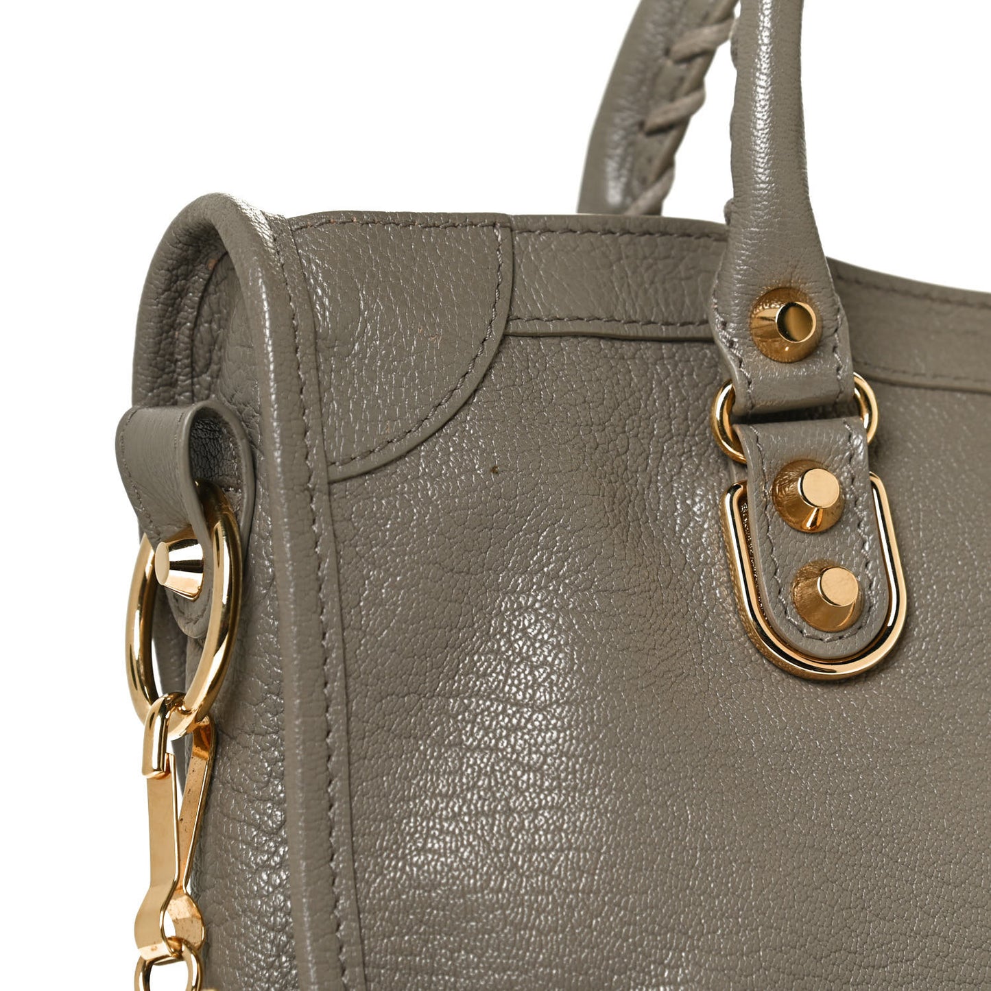 Chevre Gold Metallic Edge Hardware S City Gris Taupe