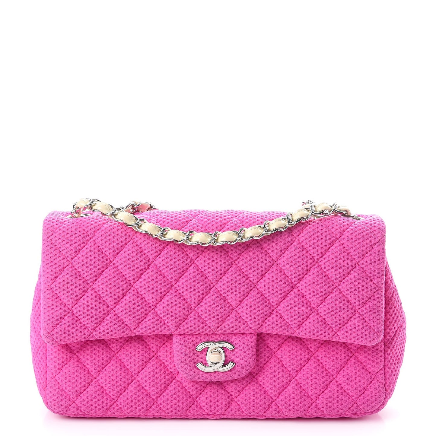 Neoprene Quilted Medium Single Flap Pink