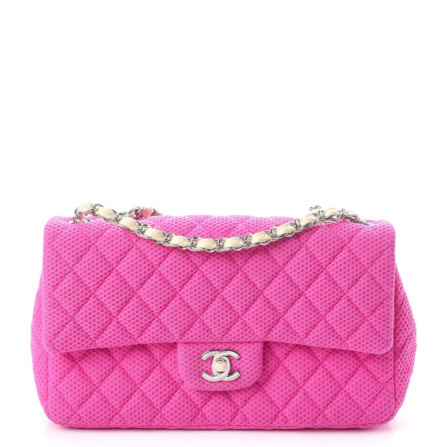 Chanel Neoprene Quilted Medium Single Flap Pink 1 of 8