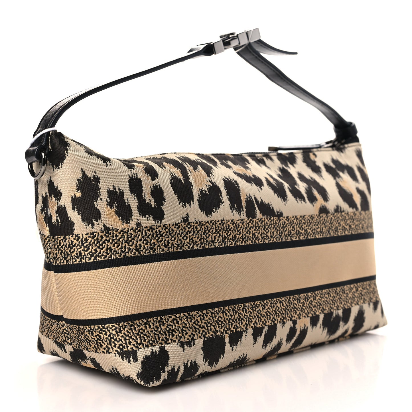 Canvas Mizza Embroidered Medium Leopard DiorTravel Nomad Pouch Beige