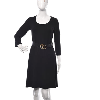 Gucci Moon Calfskin Pearl Double G 40mm Belt 85 34 Black Cream 3 of 8