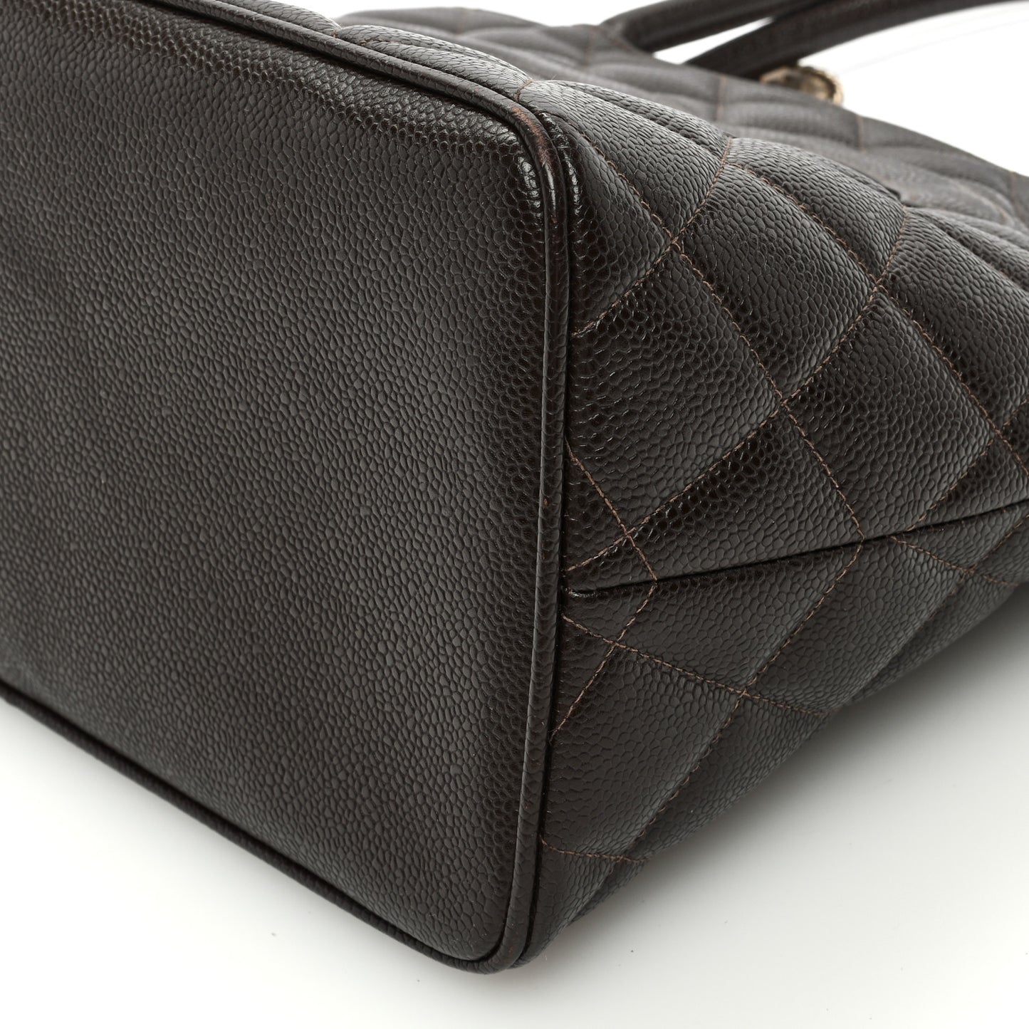 Caviar Quilted Medallion Tote Dark Brown