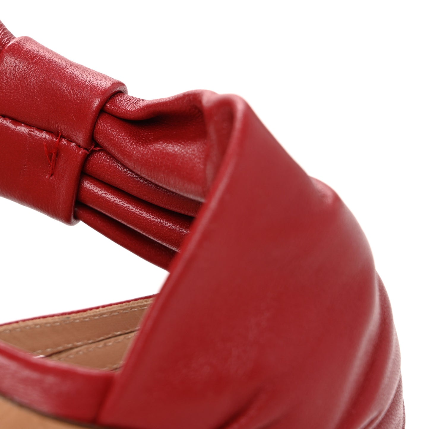 Calfskin Bow Heels 37.5 Rosso