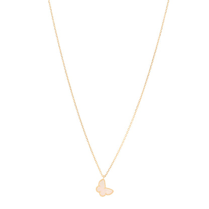 Van Cleef & Arpels 18K Yellow Gold Mother of Pearl Sweet Alhambra Butterfly Pendant Necklace 1 of 5