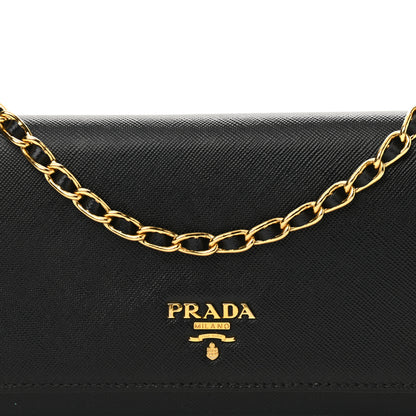 Prada Saffiano Metal Oro Chain Wallet Black 7 of 11