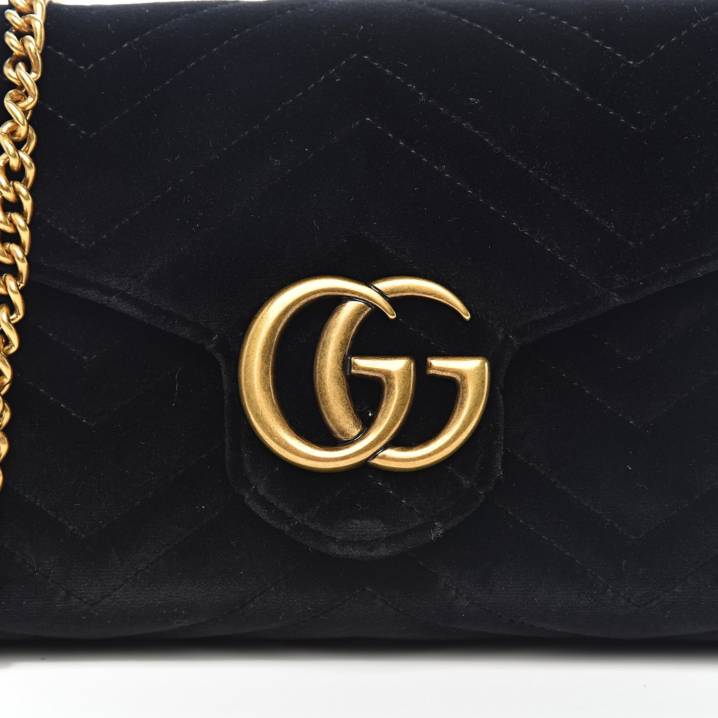 Velvet Matelasse GG Marmont Chain Wallet Black