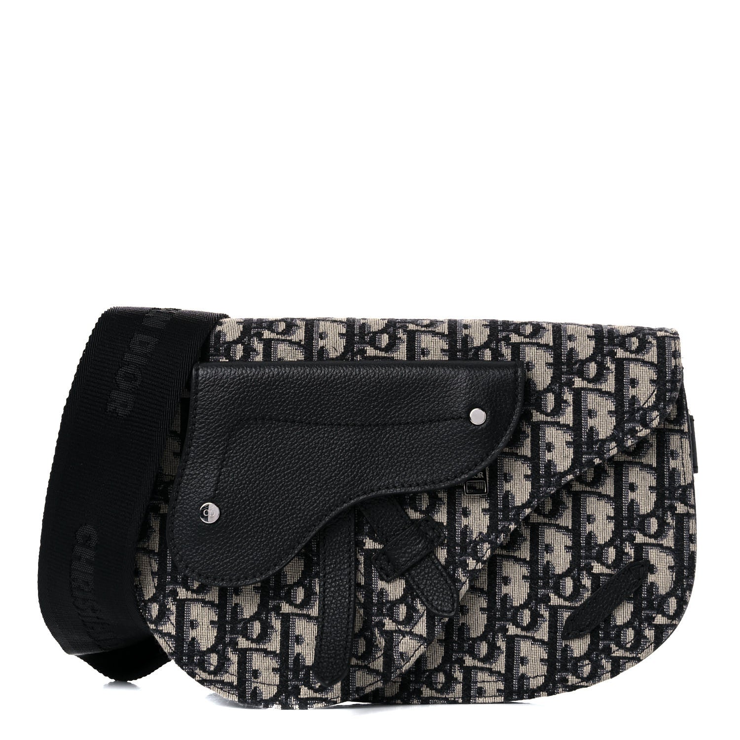 Christian Dior Oblique Saddle Messenger Pouch Beige Black 1 of 10