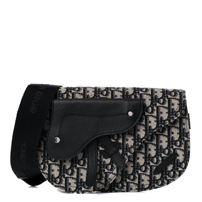 Christian Dior Oblique Saddle Messenger Pouch Beige Black 1 of 10