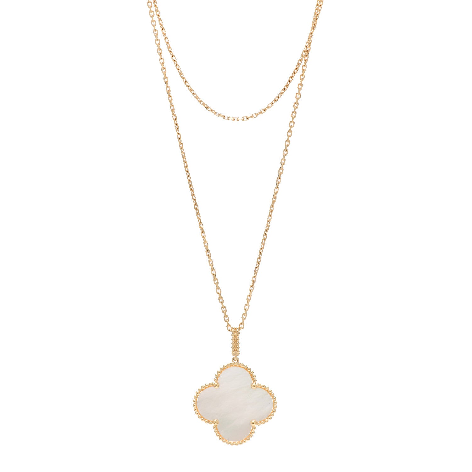 Van Cleef & Arpels 18K Yellow Gold Mother of Pearl Magic Alhambra Long Necklace 1 of 6