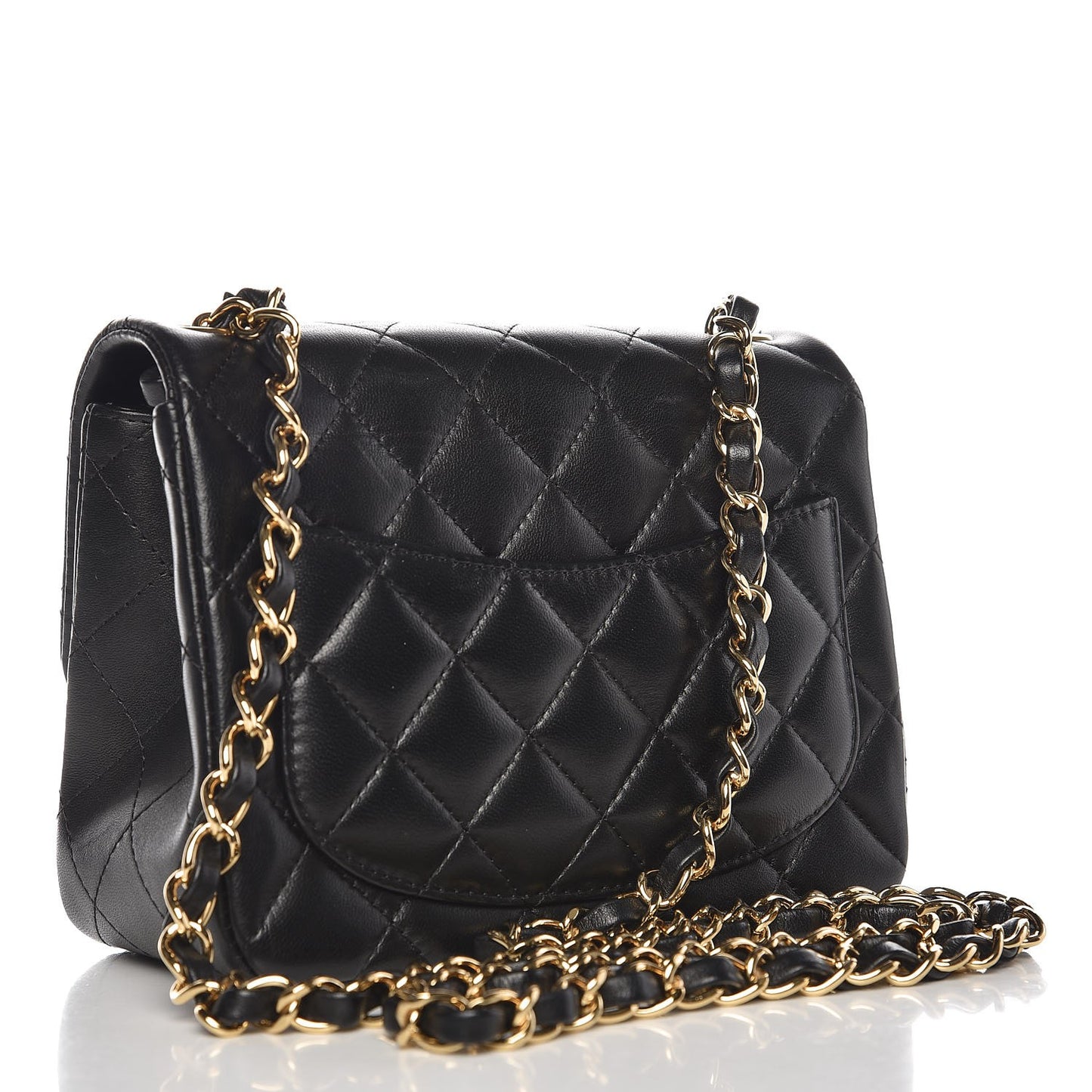 Lambskin Quilted Mini Square Flap Black