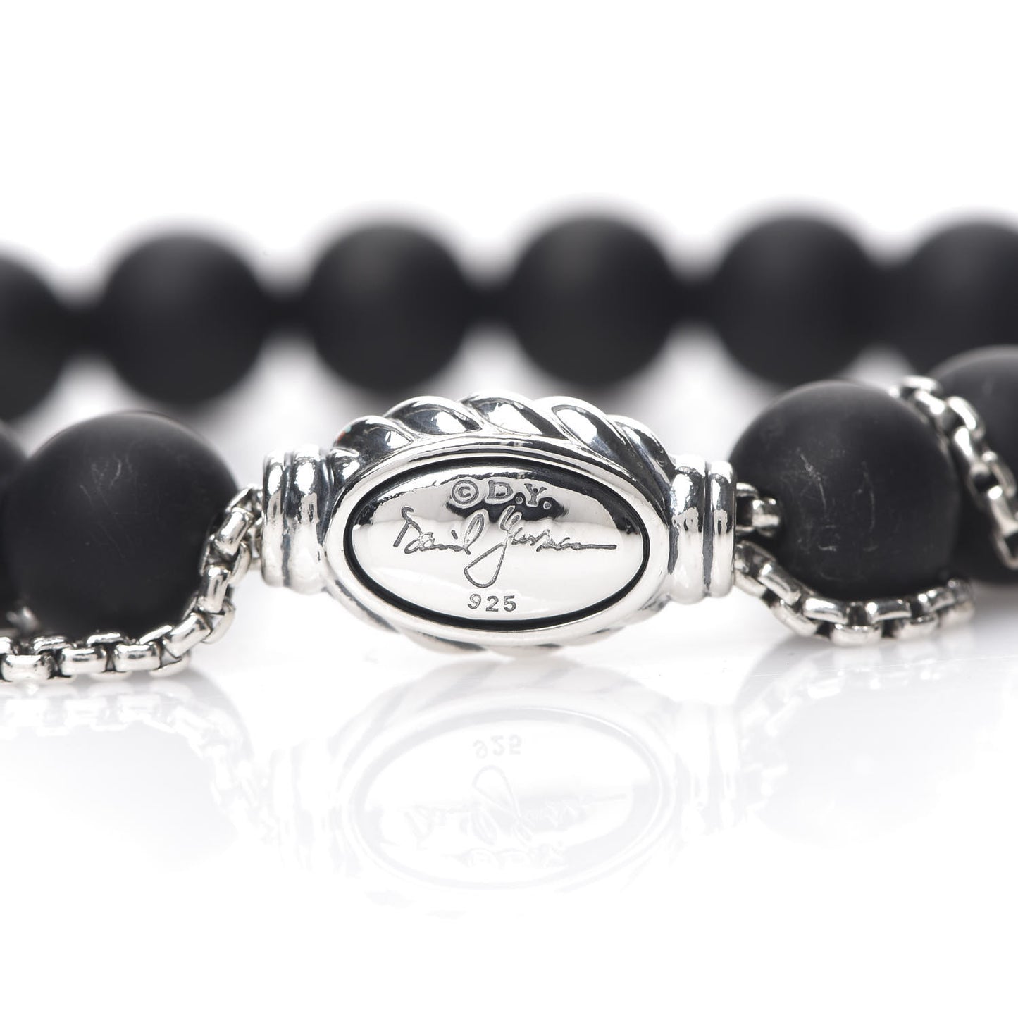 Sterling Silver Black Onyx 8mm Spiritual Beads Adjustable Bracelet