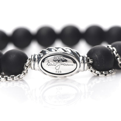 David Yurman Sterling Silver Black Onyx 8mm Spiritual Beads Adjustable Bracelet 3 of 4