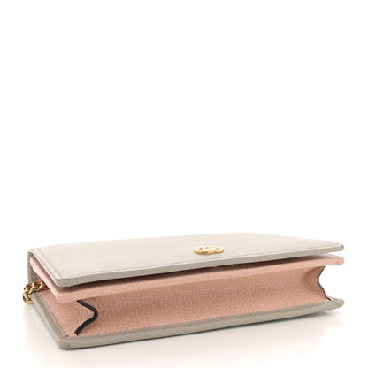 Gucci Dollar Calfskin Mini GG Marmont Chain Wallet Grey Light Pink 4 of 13