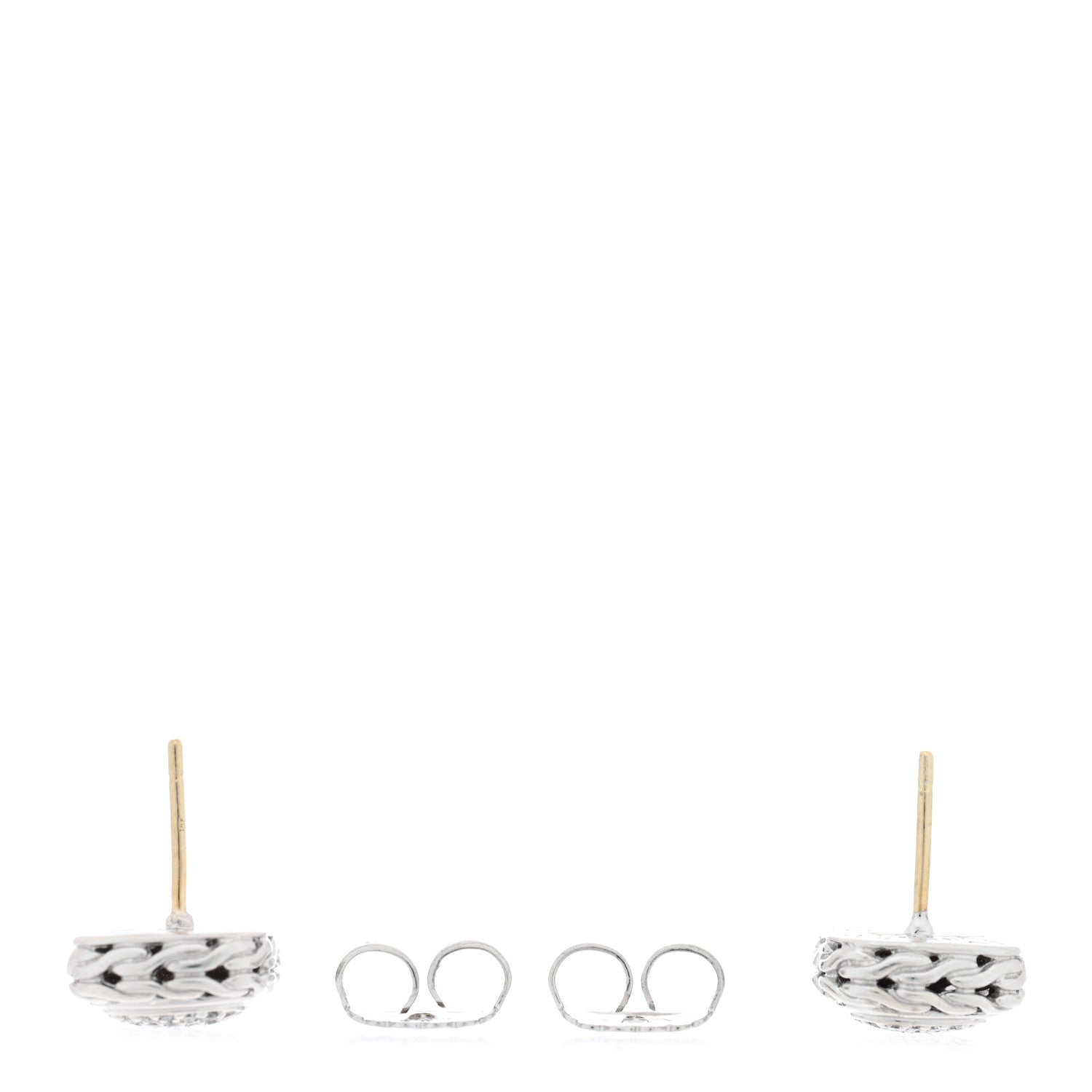 John Hardy Sterling Silver Diamond Classic Chain Square Earrings 3 of 4