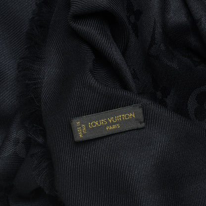Louis Vuitton Silk Wool Monogram Shawl Black 5 of 5
