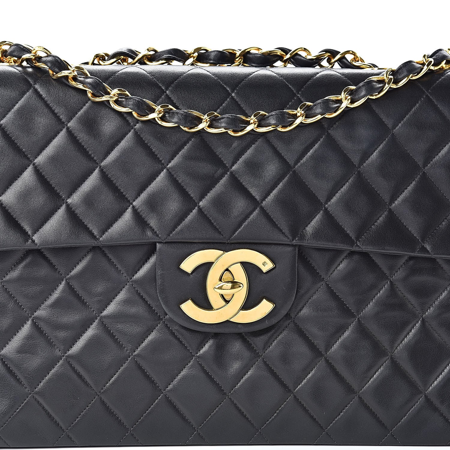 Chanel Lambskin Quilted XL Jumbo Single Flap Black 9 of 11