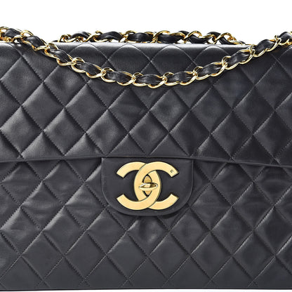 Chanel Lambskin Quilted XL Jumbo Single Flap Black 9 of 11