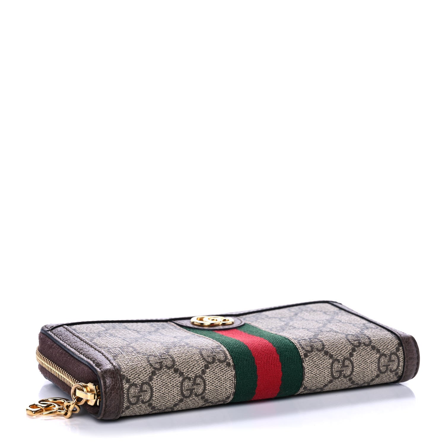 Gucci GG Supreme Monogram Web Ophidia Zip Around Wallet Brown 4 of 12