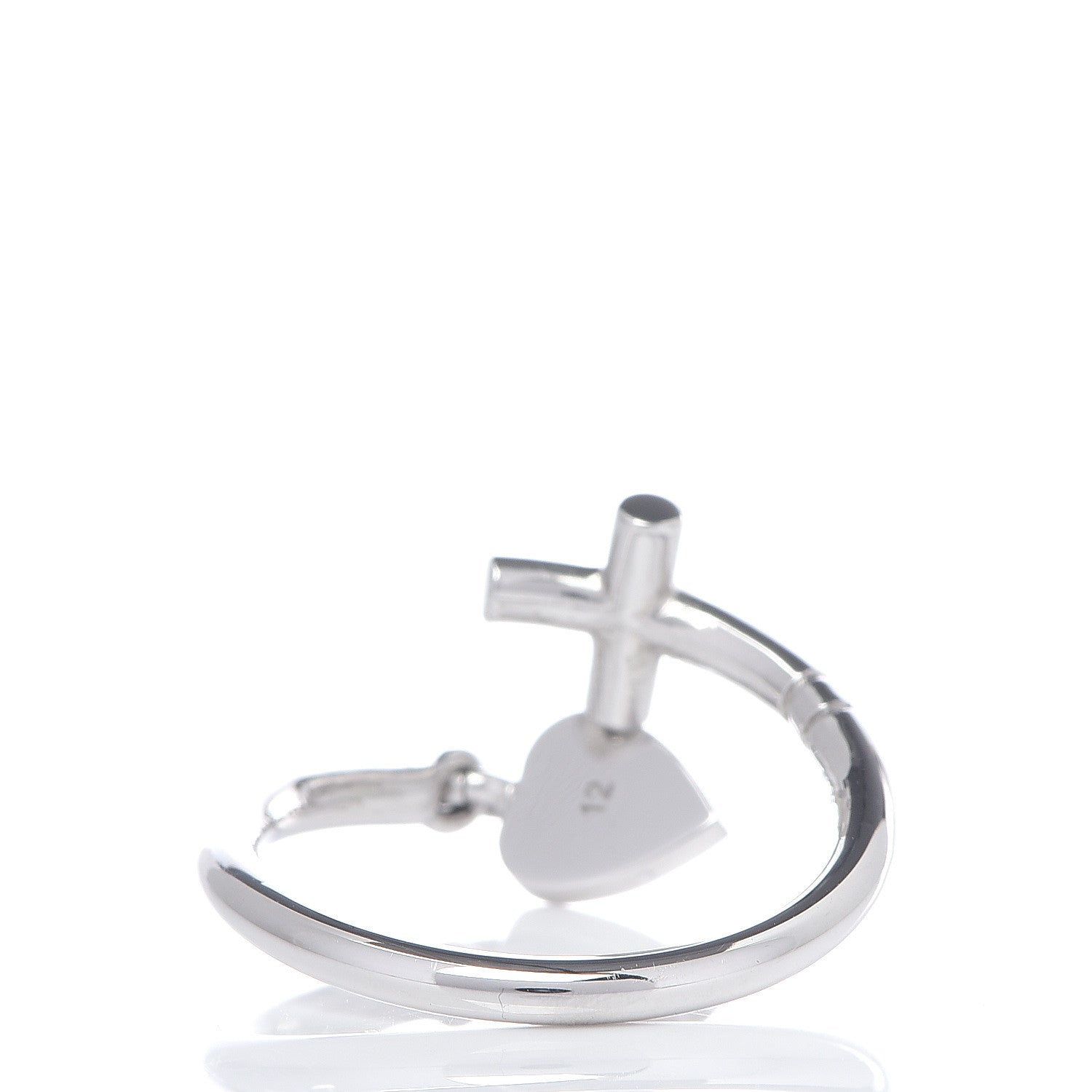 Gucci 18K White Gold Cross and Heart Ring 51 5.75 3 of 6