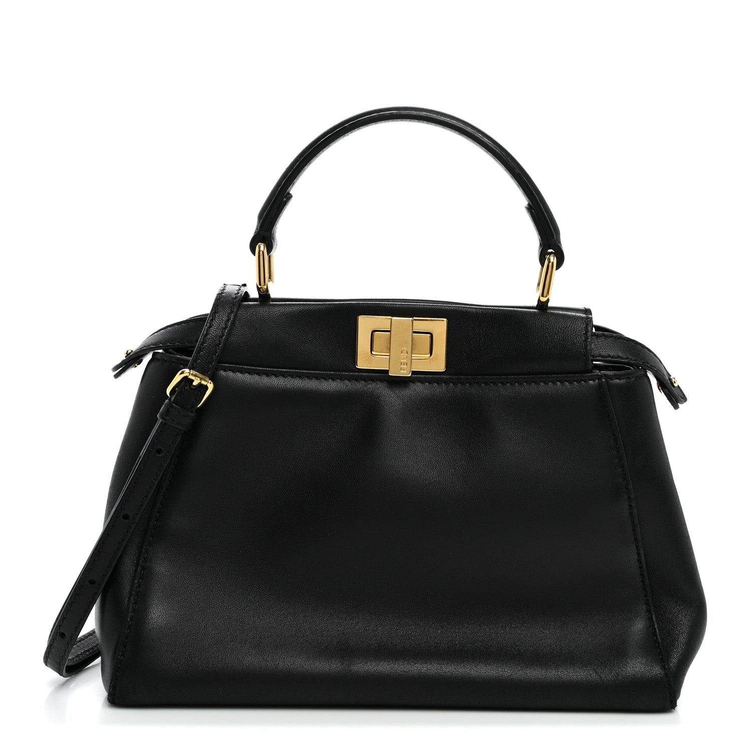 Fendi Nappa Mini Peekaboo Iconic Satchel Black 1 of 12