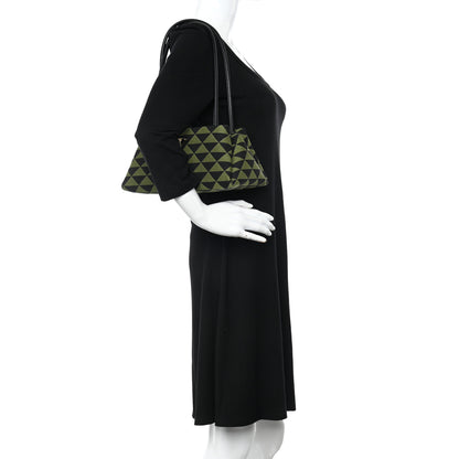 Prada Jacquard Triangolo Symbole Embroidered Small Shoulder Bag Black Edera 2 of 8
