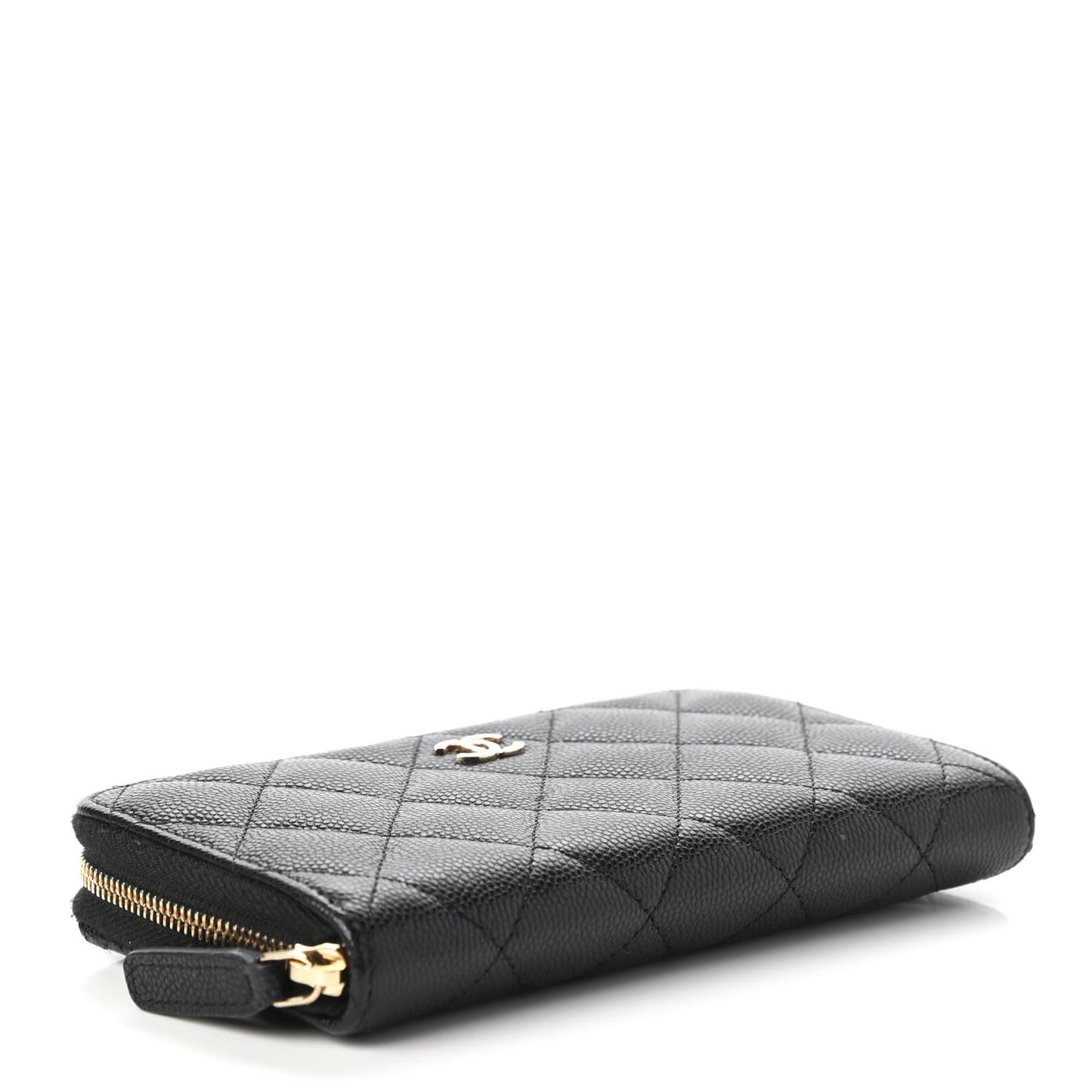 Caviar Quilted Medium Zip Around Wallet Black