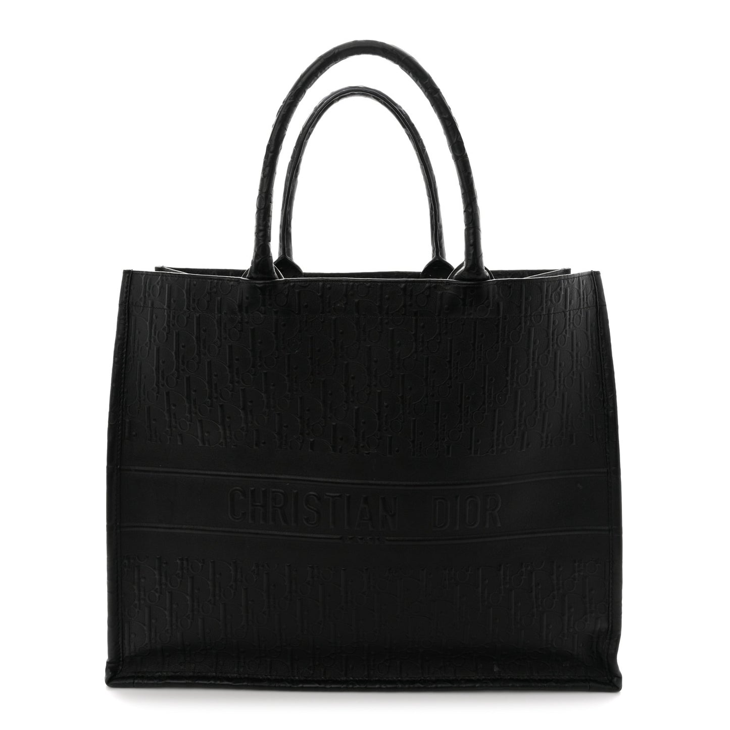 Oblique Calfskin Embossed Large Book Tote TBlack