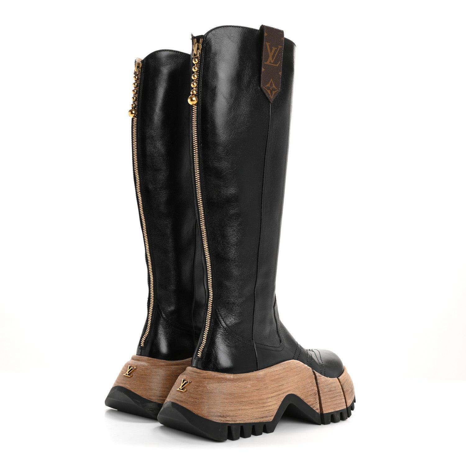 Louis Vuitton Patent Calfskin LV Zoom Platform High Boots 37 Black 4 of 14