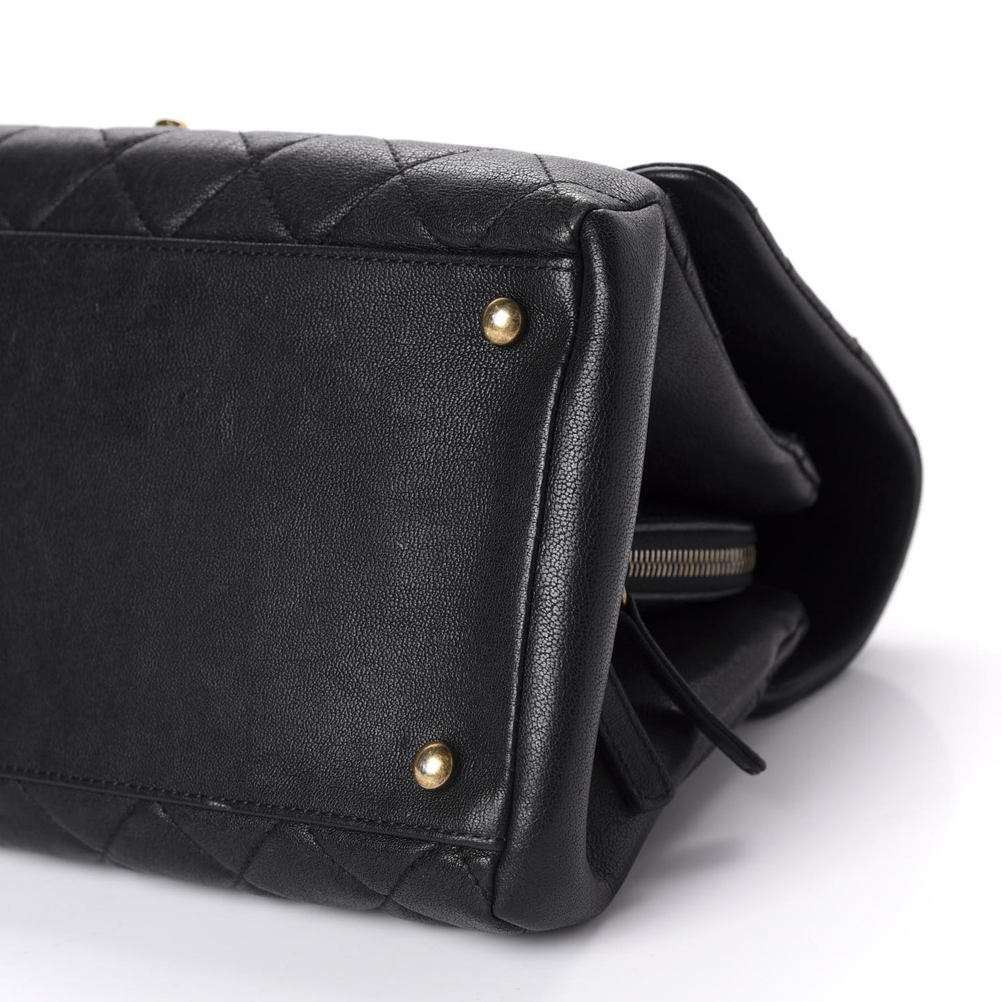 Shiny Sheepskin Quilted Large Trapezio Flap Black