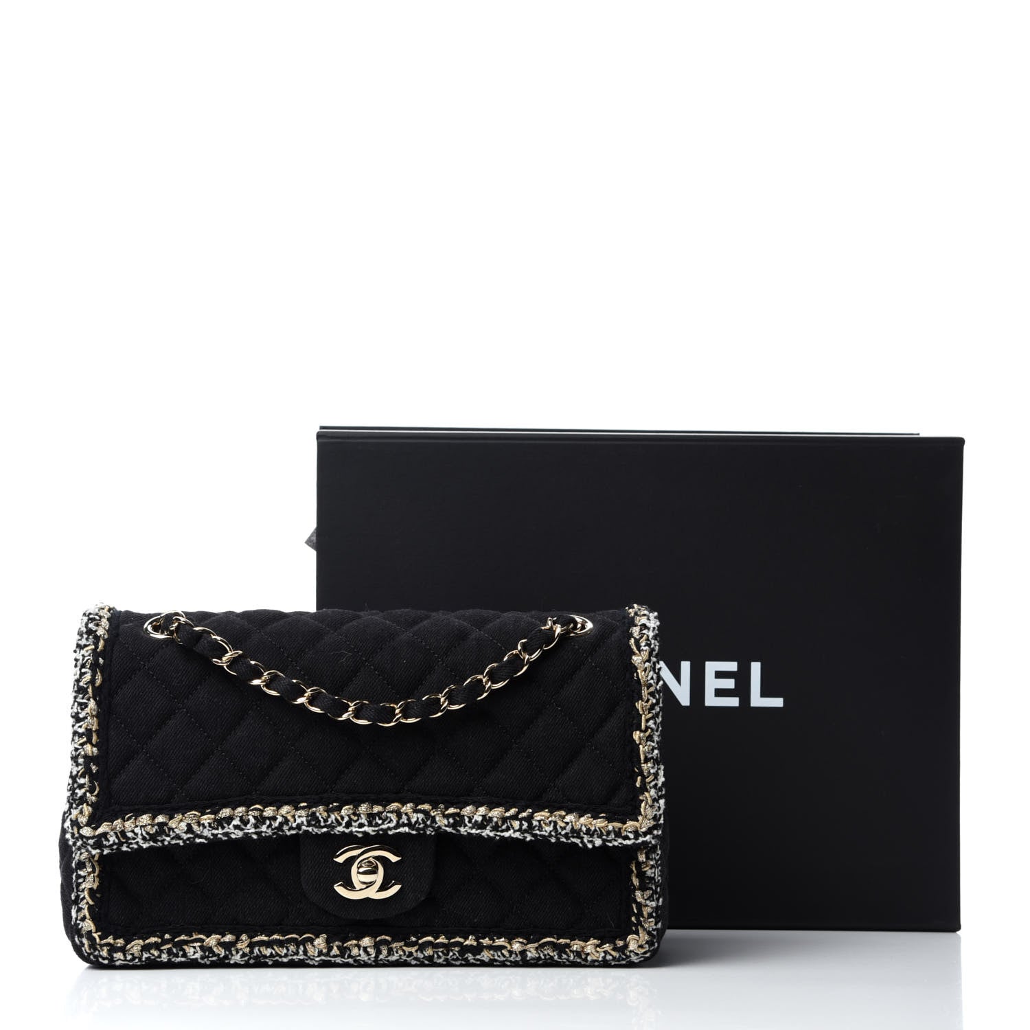 Chanel Denim Braided Medium Flap Bag Black 10 of 10