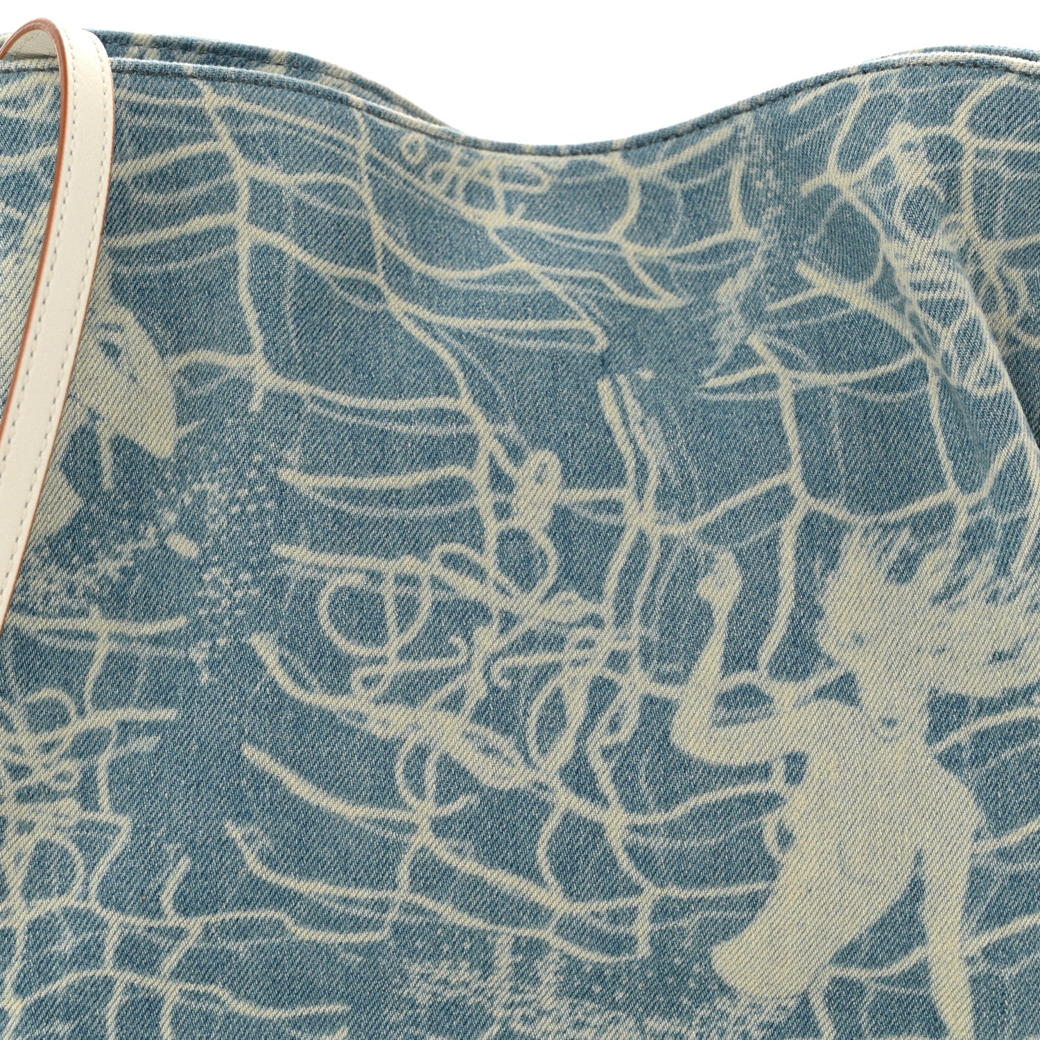 Loewe Denim Calfskin Mermaid Print Paula's Ibiza Flamenco Knot Bag Blue Tan 8 of 10