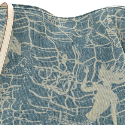 Loewe Denim Calfskin Mermaid Print Paula's Ibiza Flamenco Knot Bag Blue Tan 8 of 10