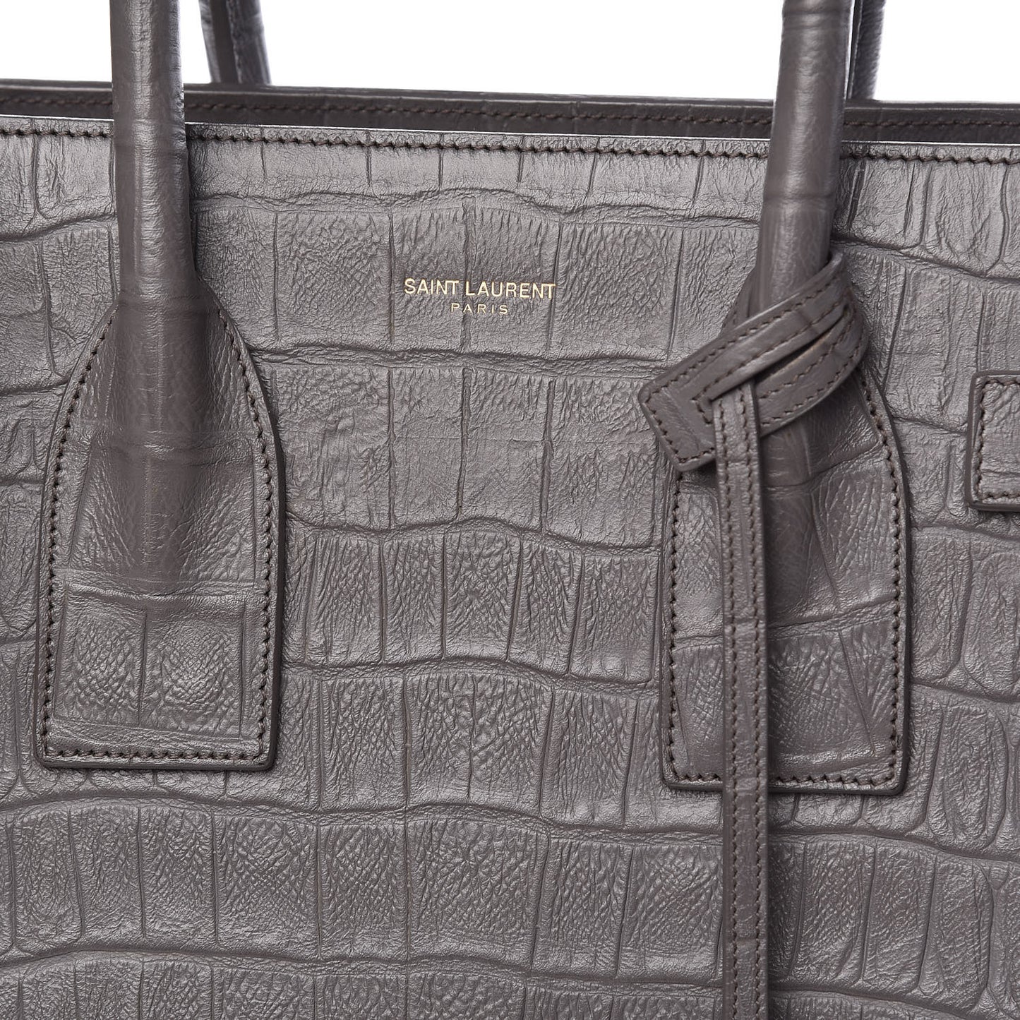 Calfskin Crocodile Embossed Small Sac De Jour Earth
