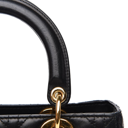 Christian Dior Lambskin Cannage Medium Lady Dior Black 14 of 18