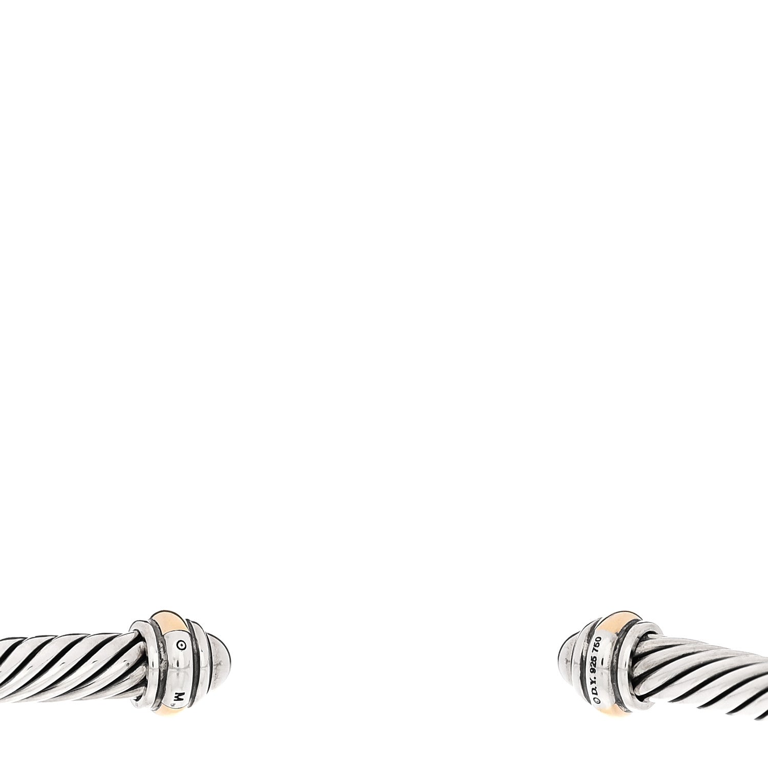 David Yurman Sterling Silver 18K Yellow Gold 4mm Cable Classics Bracelet 3 of 4