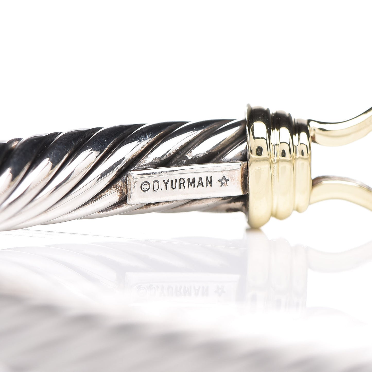 Sterling Silver 14K Yellow Gold 5mm Cable Classic Buckle Bracelet